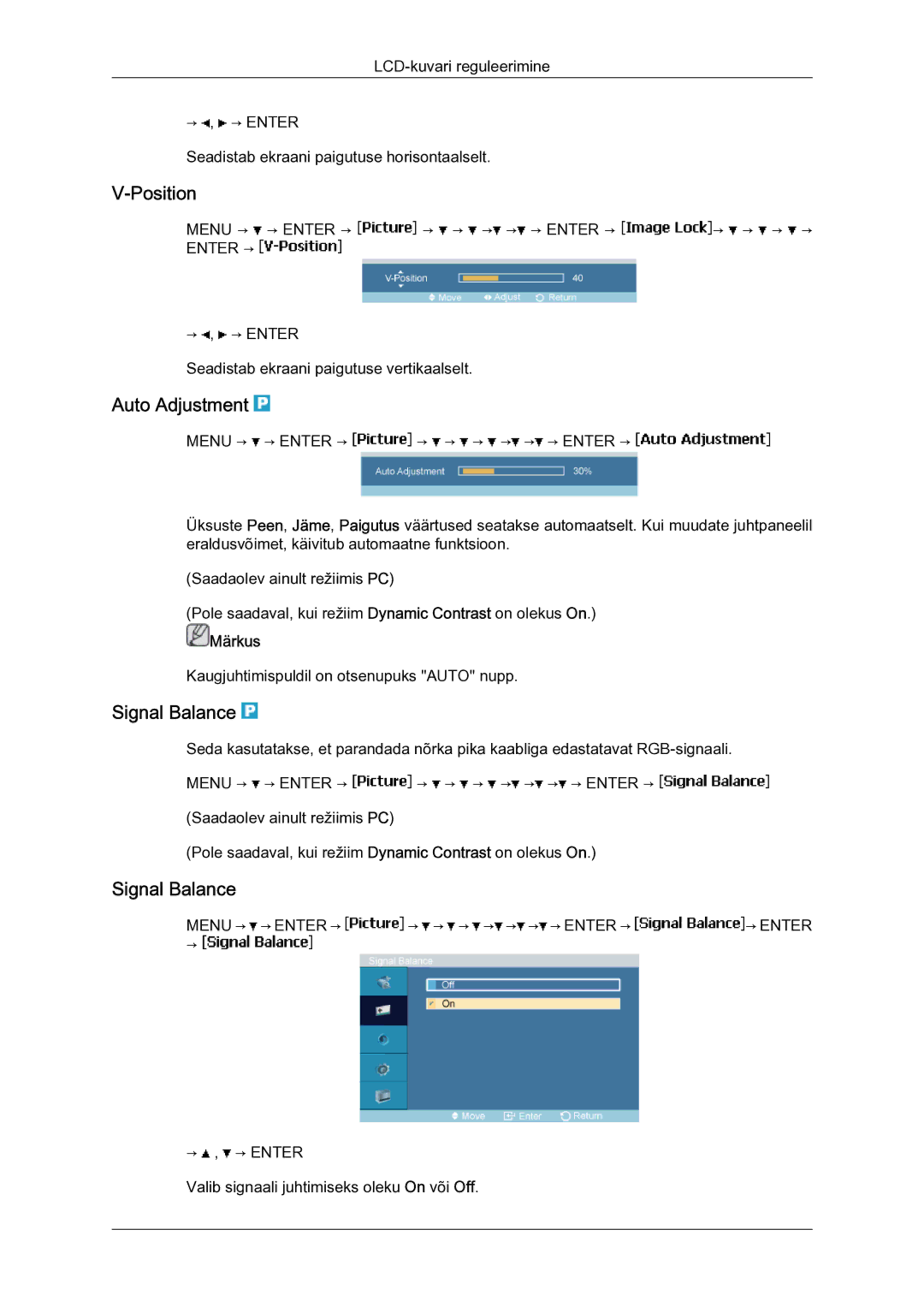 Samsung LH23PTSMBC/EN manual Auto Adjustment, Signal Balance 