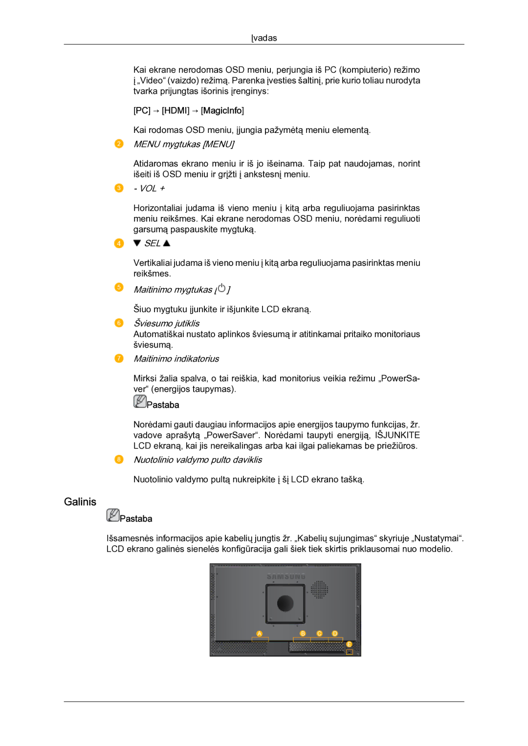 Samsung LH23PTSMBC/EN manual Galinis, PC → Hdmi → MagicInfo 