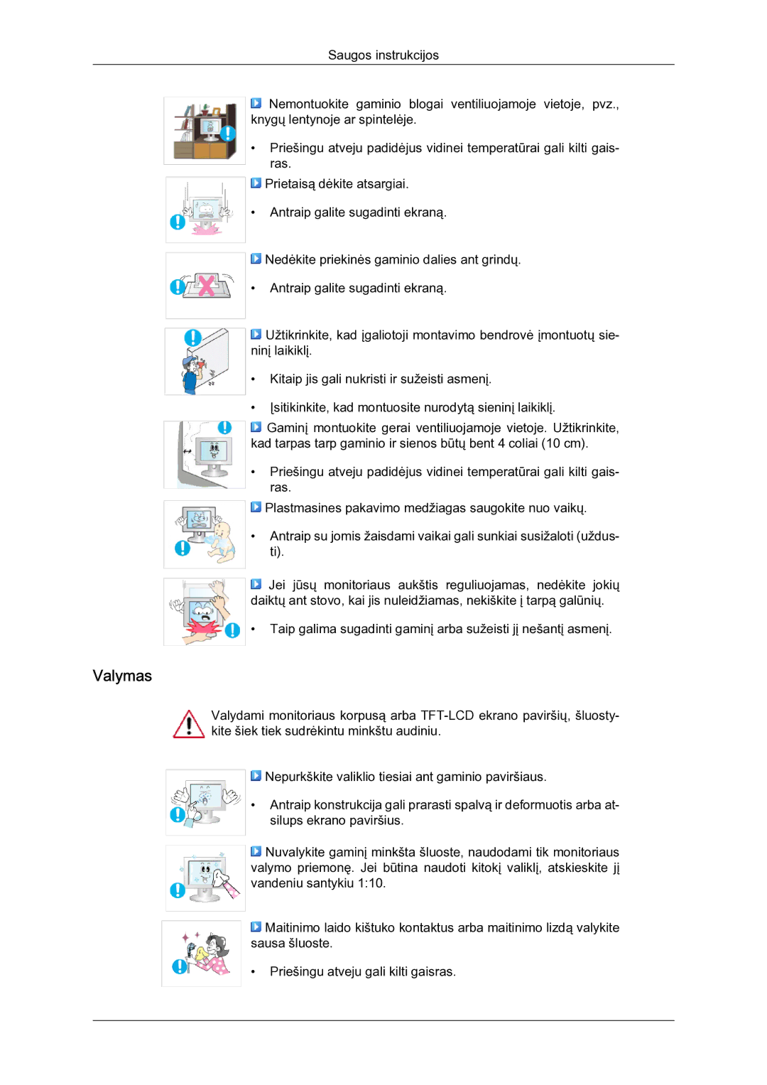 Samsung LH23PTSMBC/EN manual Valymas 