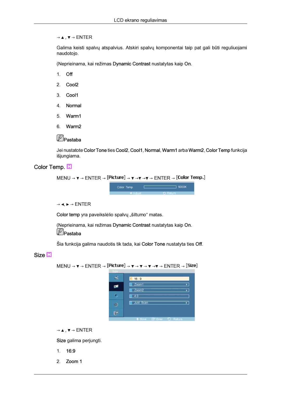 Samsung LH23PTSMBC/EN manual Menu → → Enter → → → → → Enter → → , → Enter, Zoom 