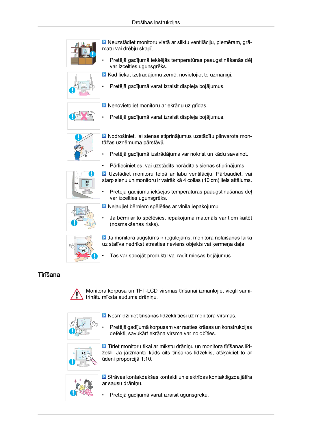 Samsung LH23PTSMBC/EN manual Tīrīšana 