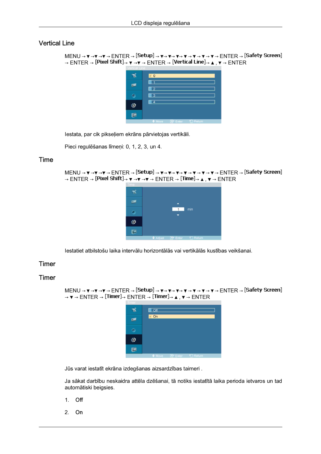 Samsung LH23PTSMBC/EN manual Vertical Line, Timer 