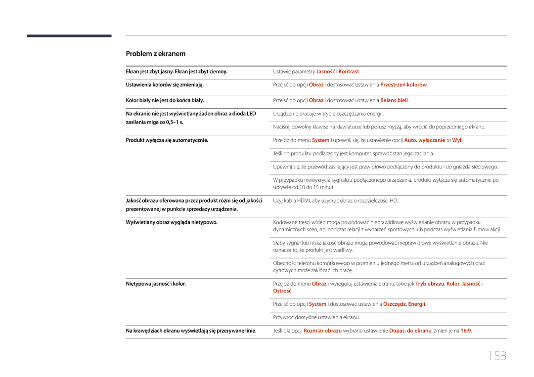 Samsung LH24OHEPKBB/EN, LH24OMEPWBC/EN manual 153, Ostrość 