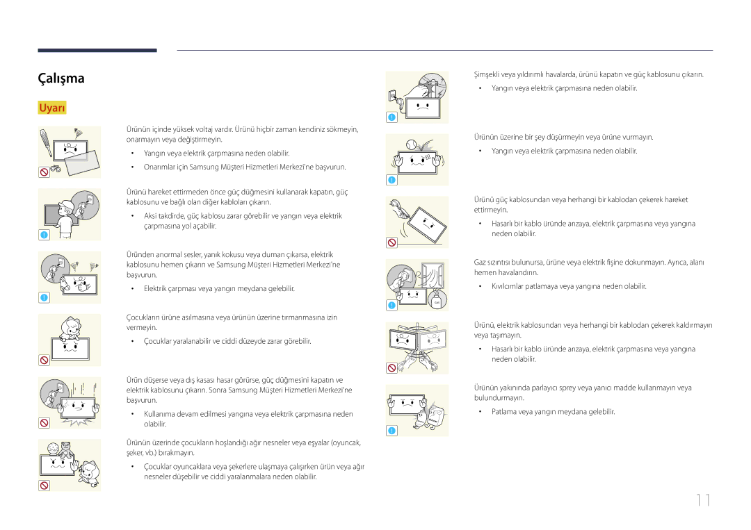 Samsung LH24OHEPKBB/EN, LH24OMEPWBC/EN manual Çalışma 