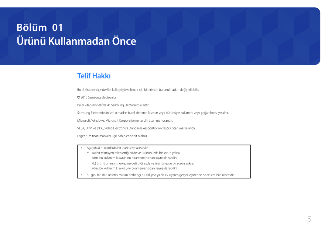 Samsung LH24OMEPWBC/EN, LH24OHEPKBB/EN manual Ürünü Kullanmadan Önce, Telif Hakkı 