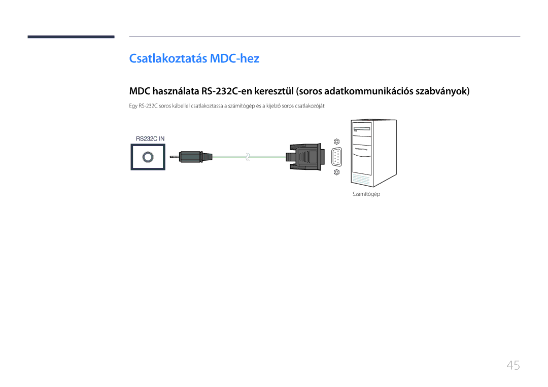 Samsung LH24OHEPKBB/EN, LH24OMEPWBC/EN manual Csatlakoztatás MDC-hez, Számítógép 