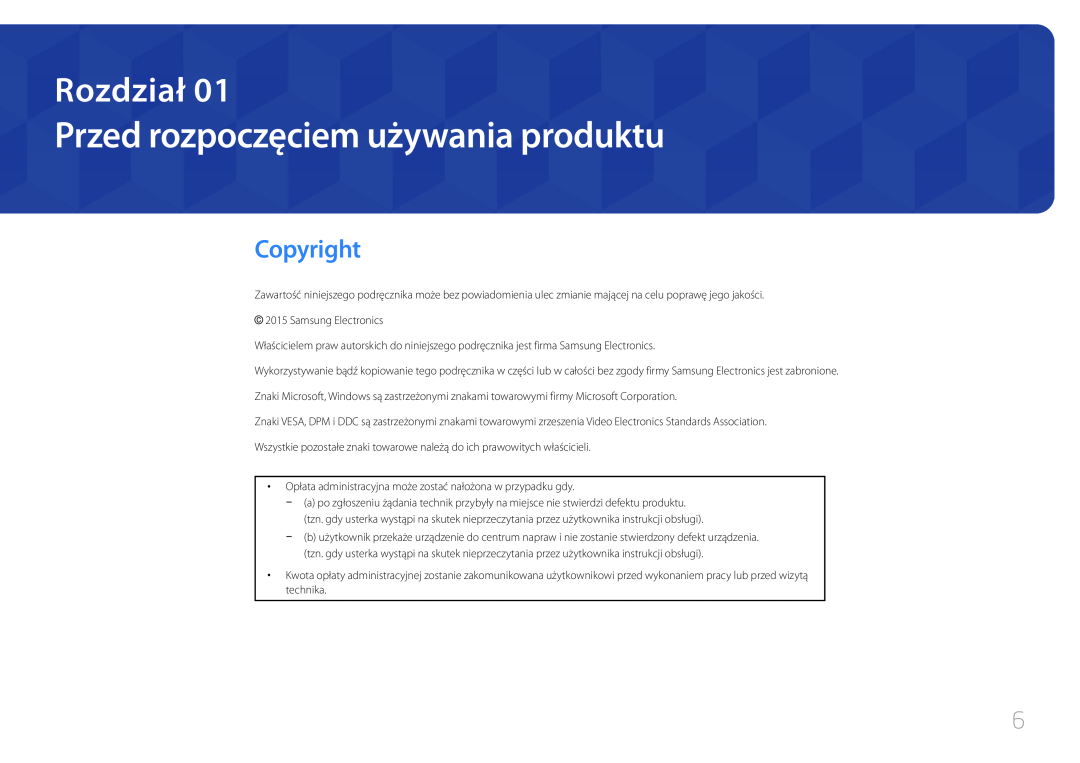 Samsung LH24OMEPWBC/EN, LH24OHEPKBB/EN manual Przed rozpoczęciem używania produktu, Rozdział, Copyright 