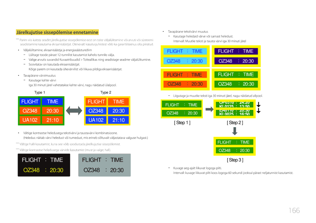 Samsung LH24OMEPWBC/EN manual 166, Järelkujutise sissepõlemise ennetamine 