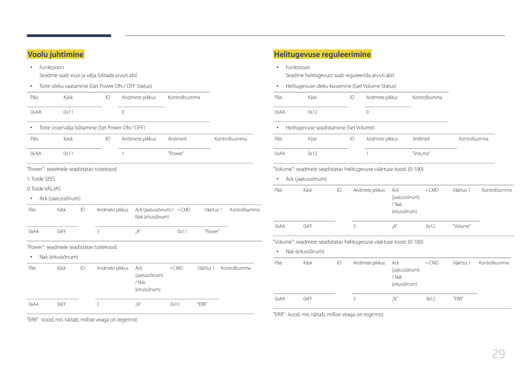 Samsung LH24OMEPWBC/EN manual Voolu juhtimine, Helitugevuse reguleerimine 