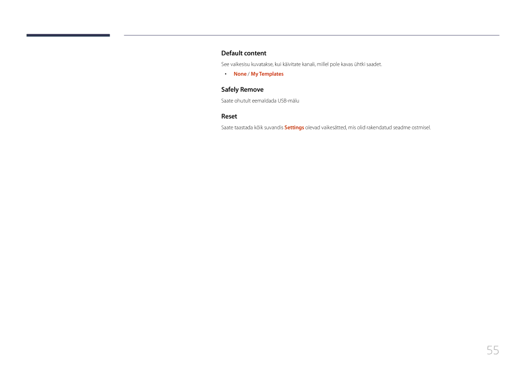 Samsung LH24OMEPWBC/EN manual None / My Templates, Saate ohutult eemaldada USB-mälu 