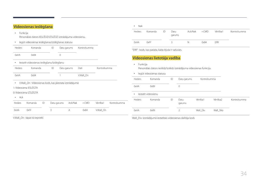 Samsung LH24OMEPWBC/EN manual Videosienas ieslēgšana, Videosienas lietotāja vadība 