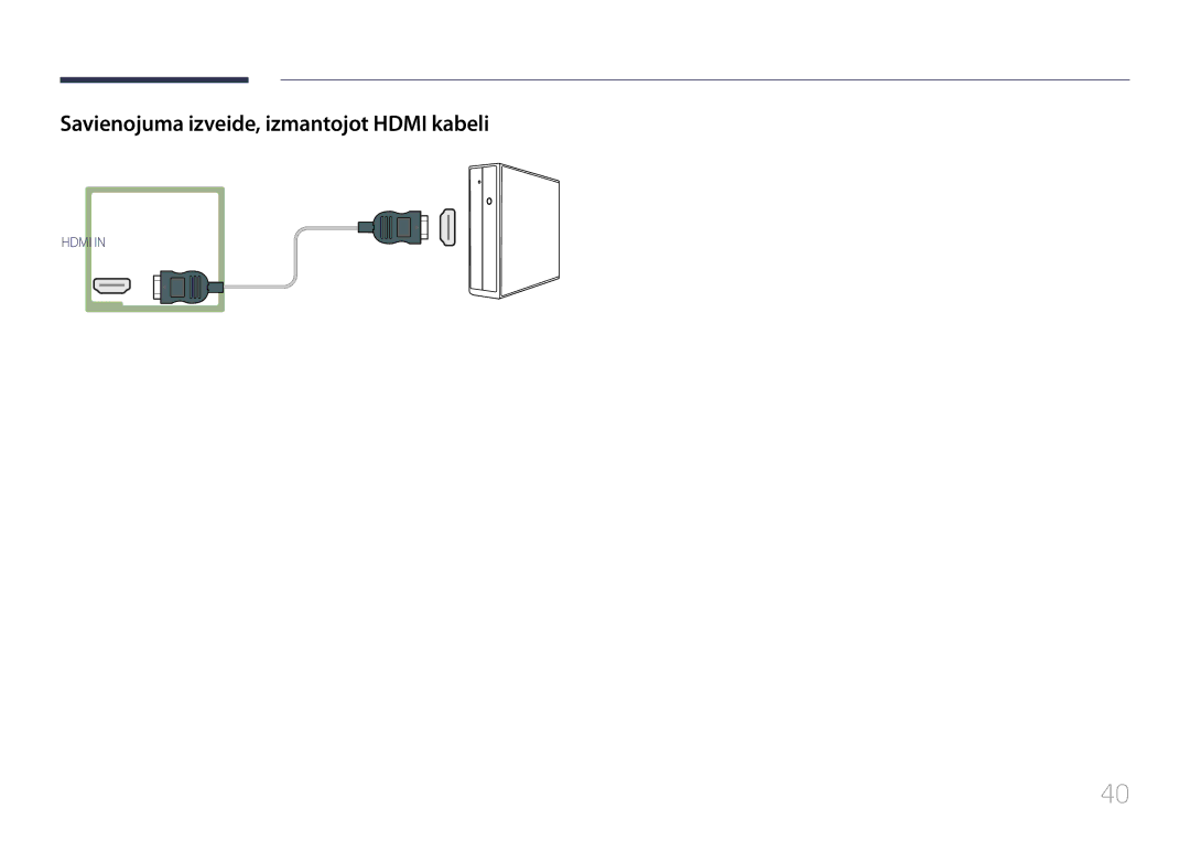 Samsung LH24OMEPWBC/EN manual Savienojuma izveide, izmantojot Hdmi kabeli 