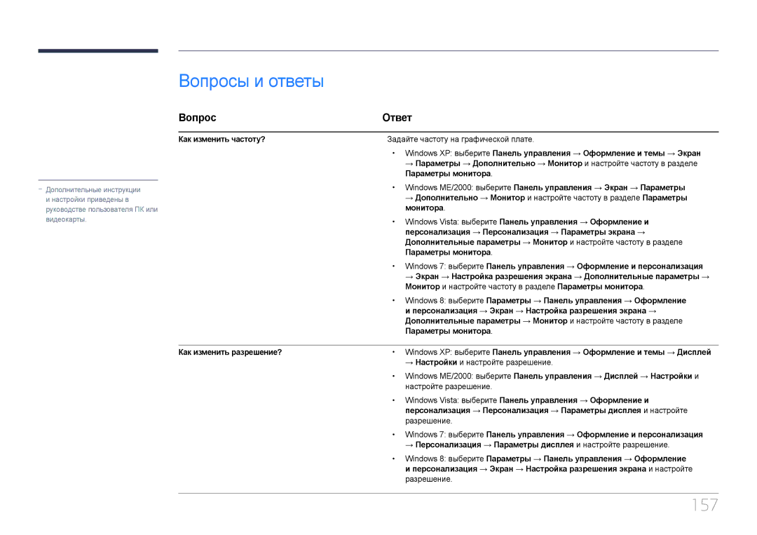Samsung LH24OMEPWBC/EN manual Вопросы и ответы, 157, Вопрос Ответ 