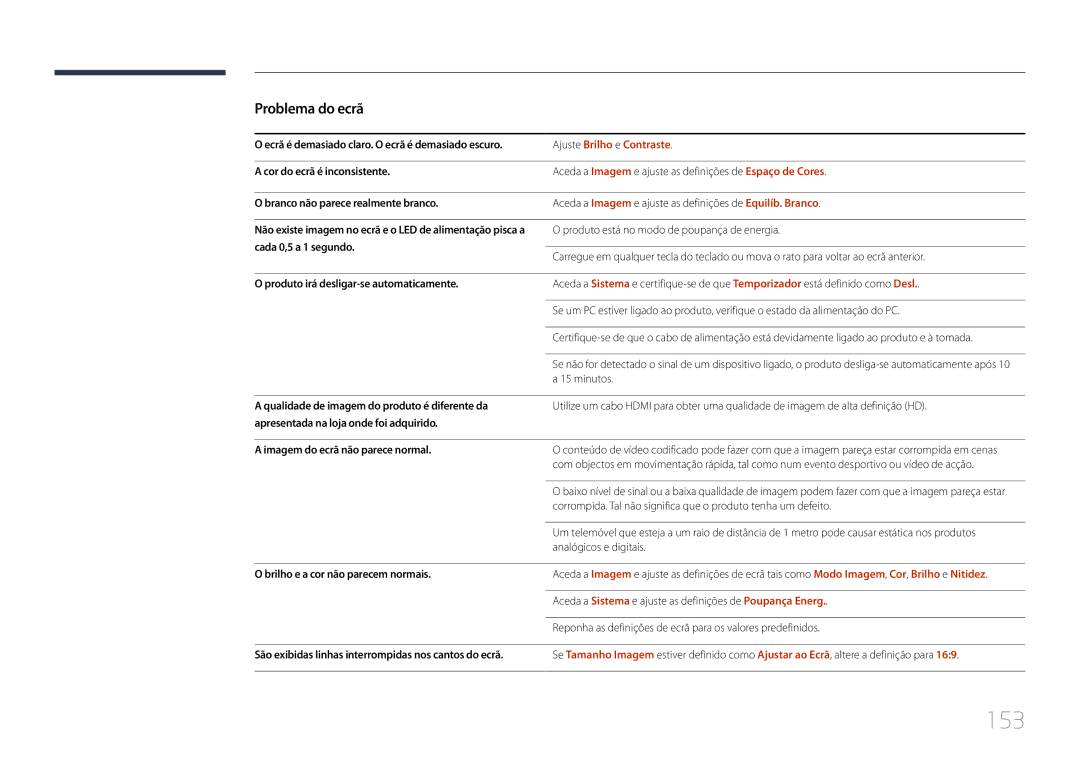 Samsung LH24OMEPWBC/EN manual 153, Ajuste Brilho e Contraste 