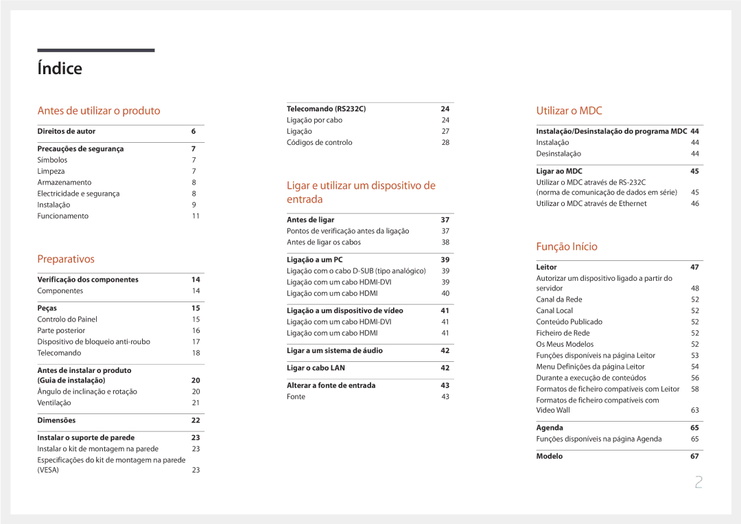 Samsung LH24OMEPWBC/EN manual Índice 