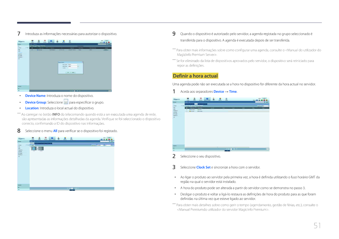 Samsung LH24OMEPWBC/EN manual Definir a hora actual 