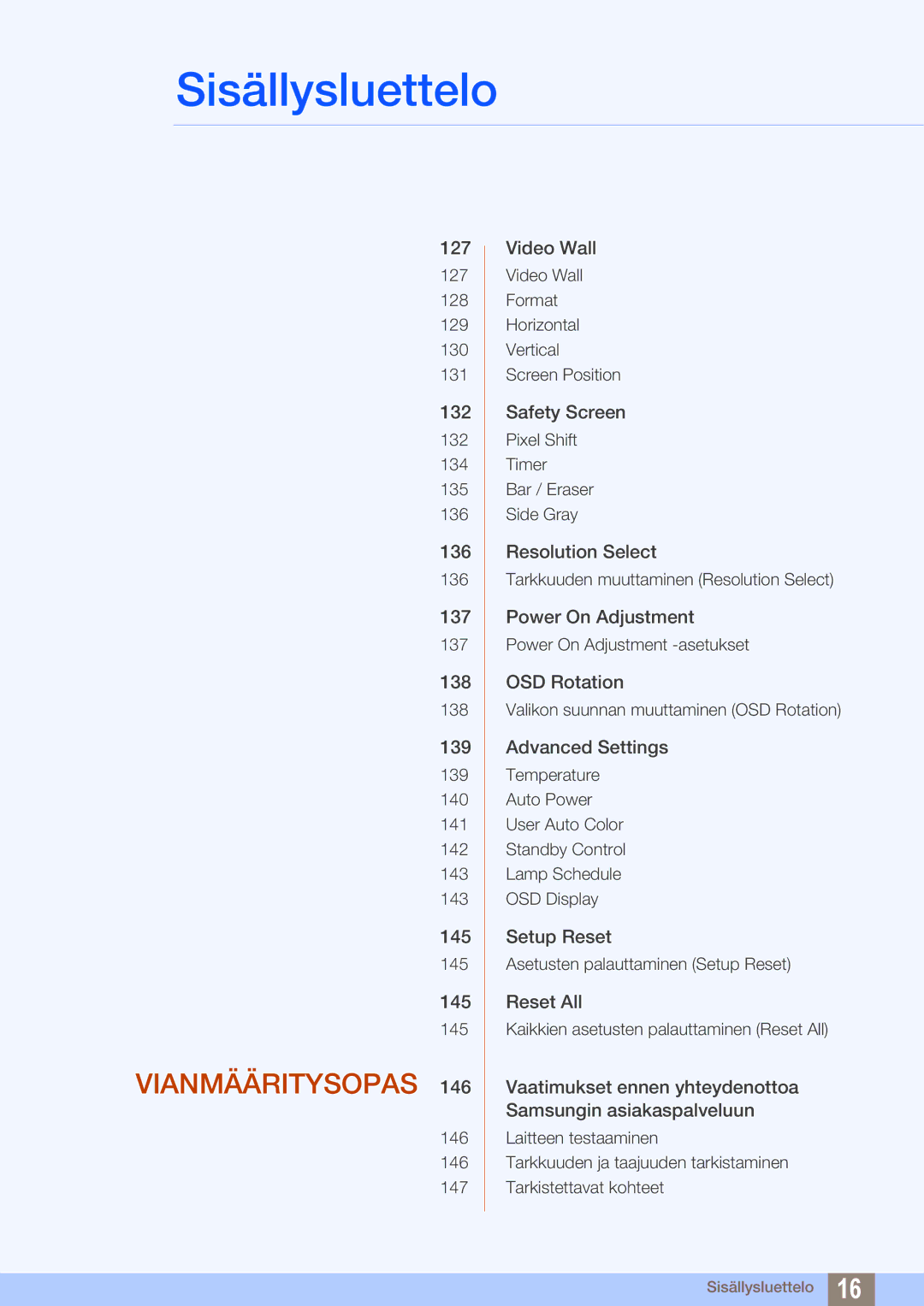 Samsung LH32ARPLBC/EN manual Vianmääritysopas 