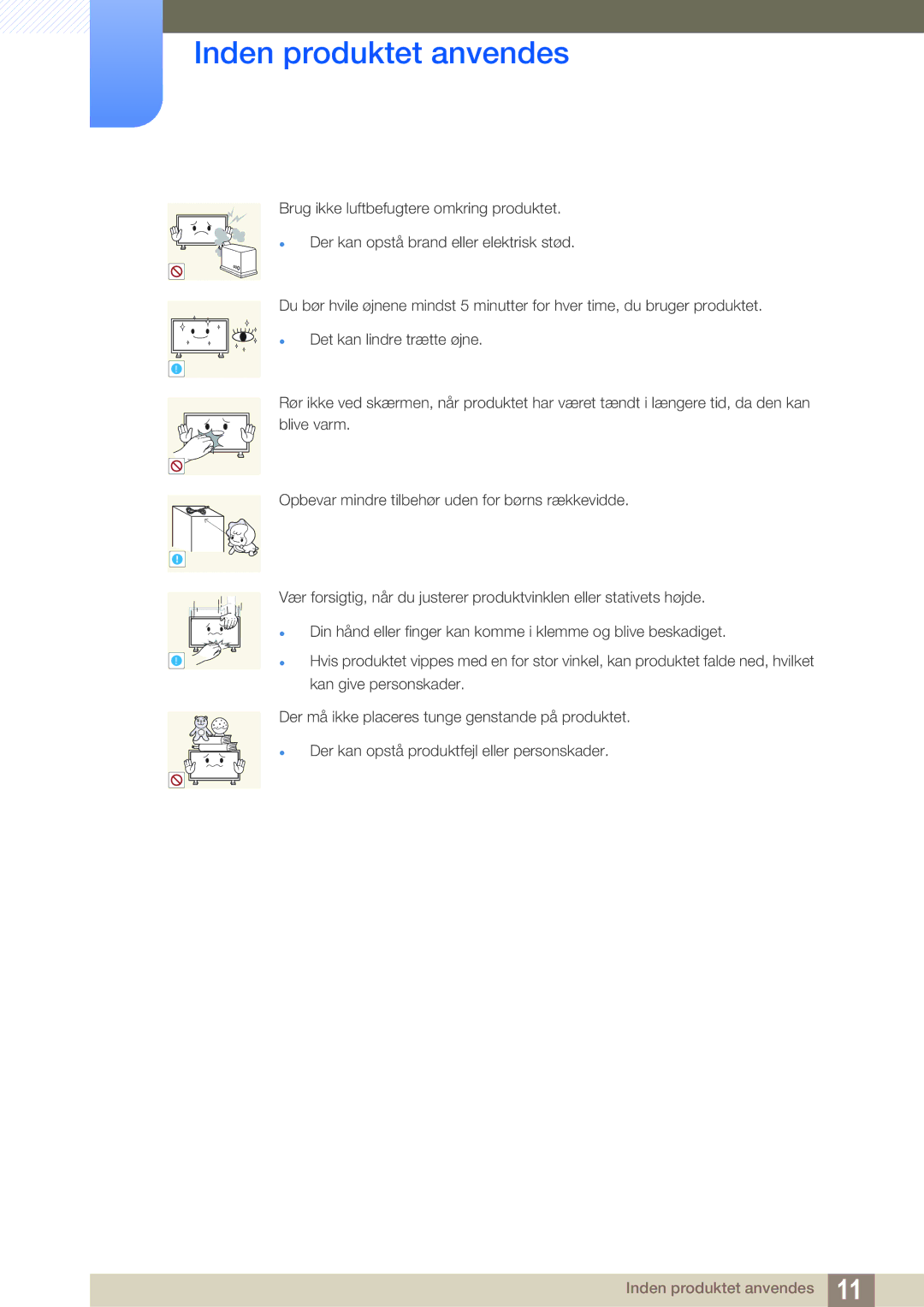 Samsung LH32ARPLBC/EN manual Inden produktet anvendes 