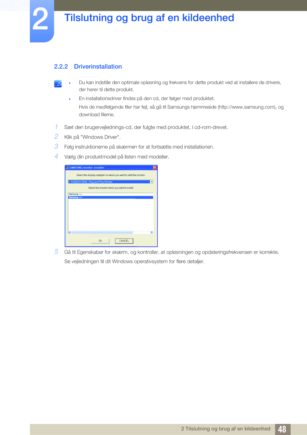 Samsung LH32ARPLBC/EN manual Driverinstallation 