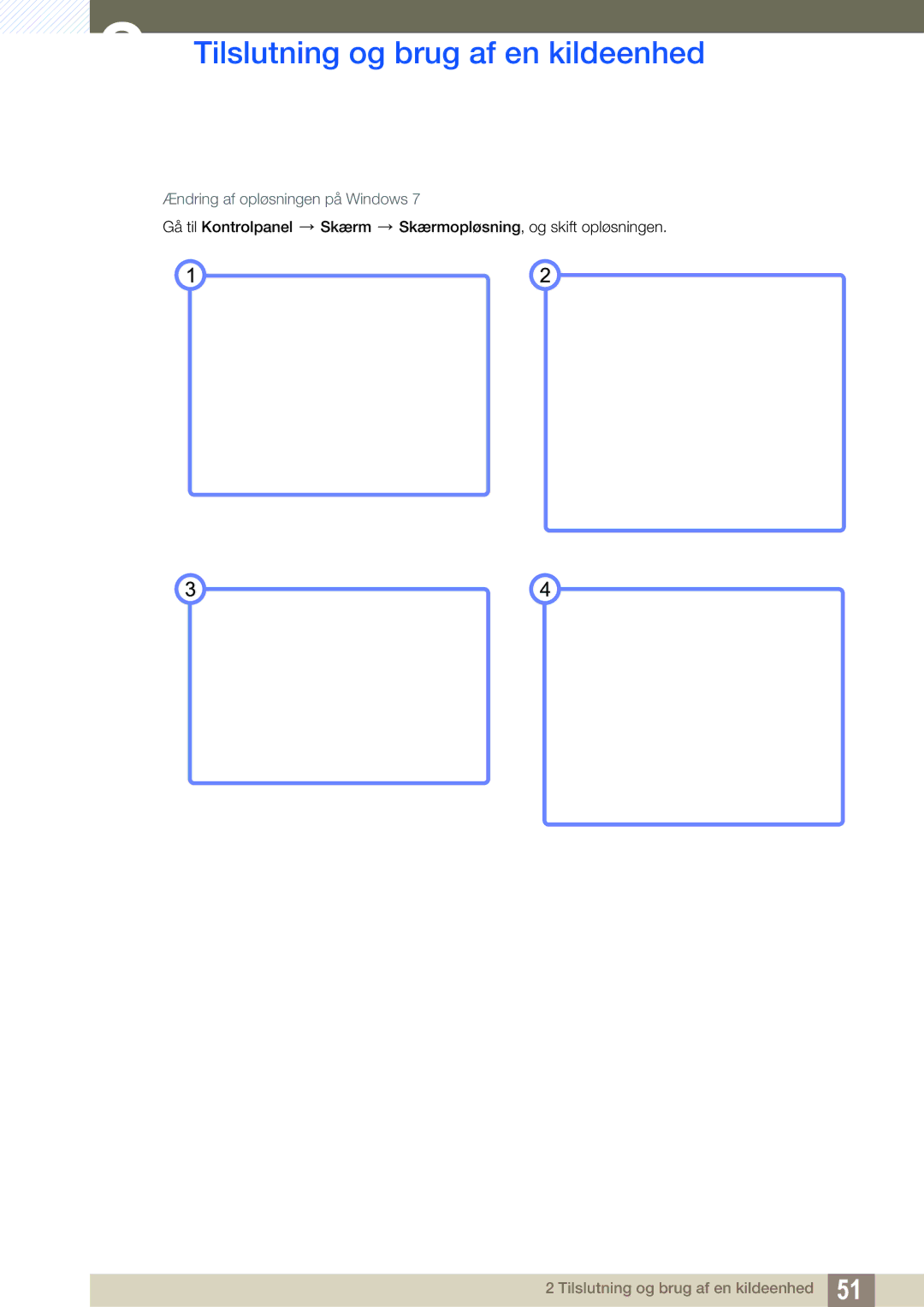 Samsung LH32ARPLBC/EN manual Ændring af opløsningen på Windows 