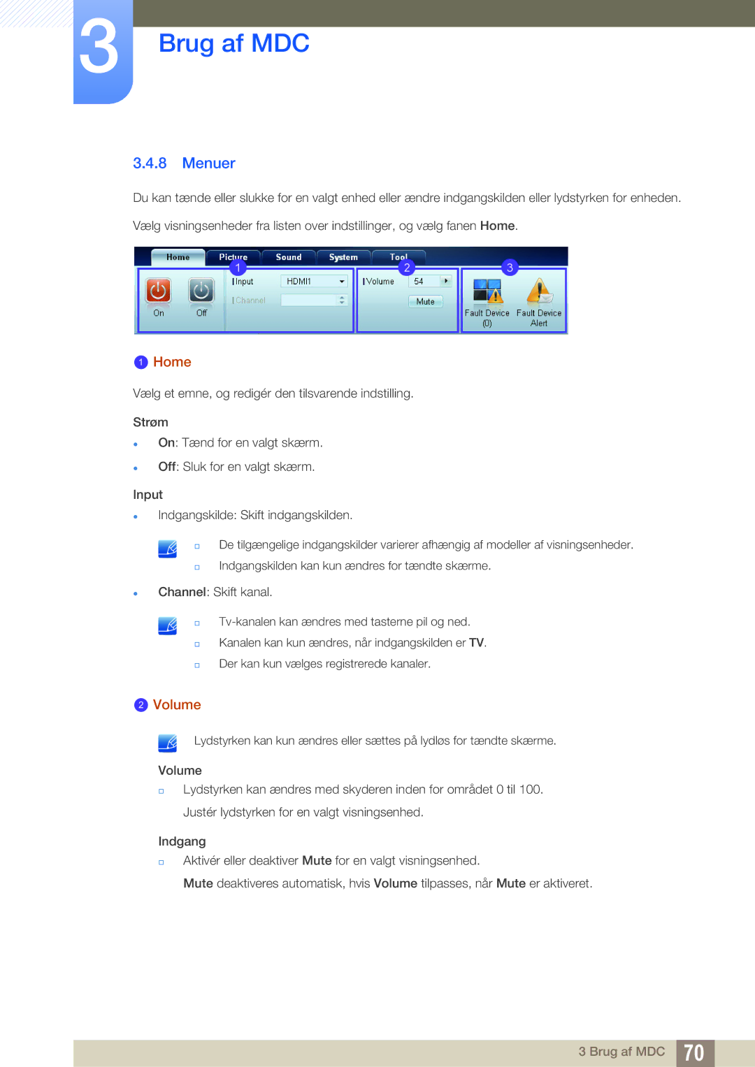 Samsung LH32ARPLBC/EN manual Menuer, Home, Volume 