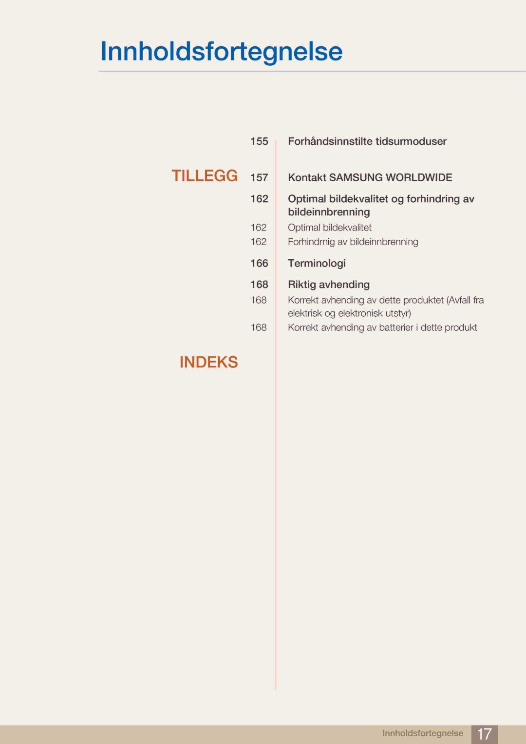 Samsung LH32ARPLBC/EN manual Tillegg 