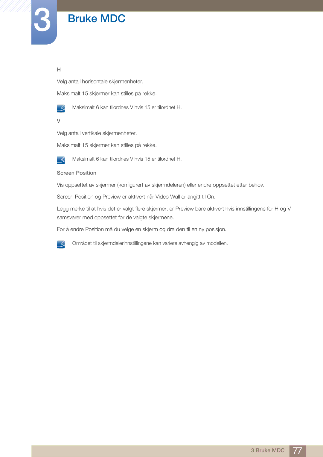 Samsung LH32ARPLBC/EN manual Screen Position 