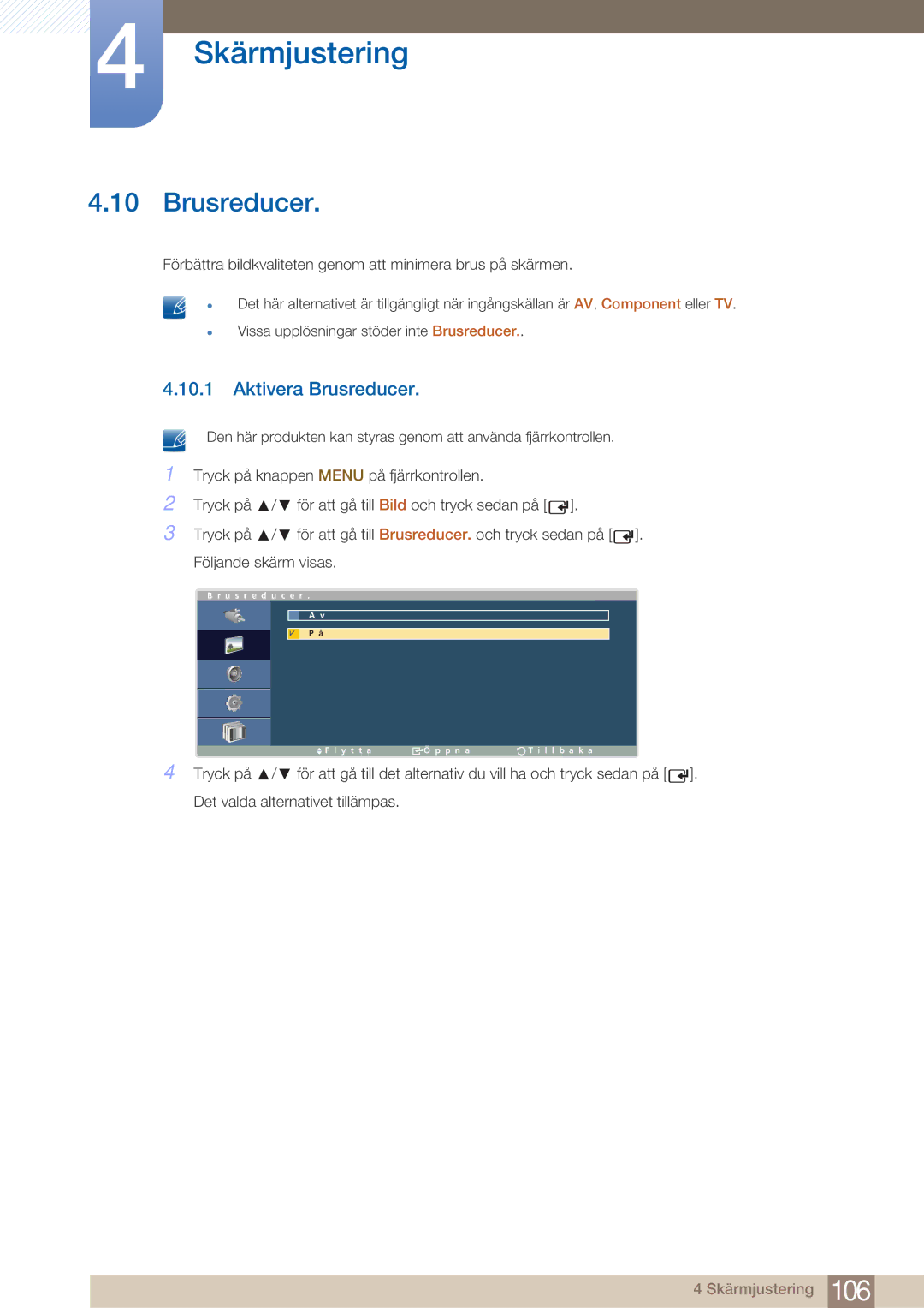 Samsung LH32ARPLBC/EN manual Aktivera Brusreducer 