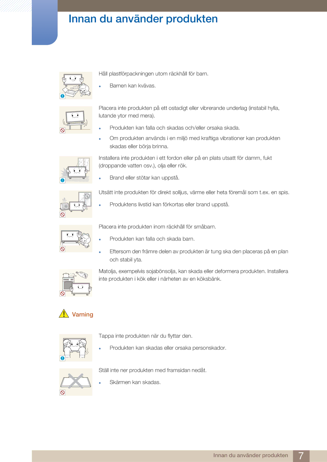 Samsung LH32ARPLBC/EN manual Brand eller stötar kan uppstå 