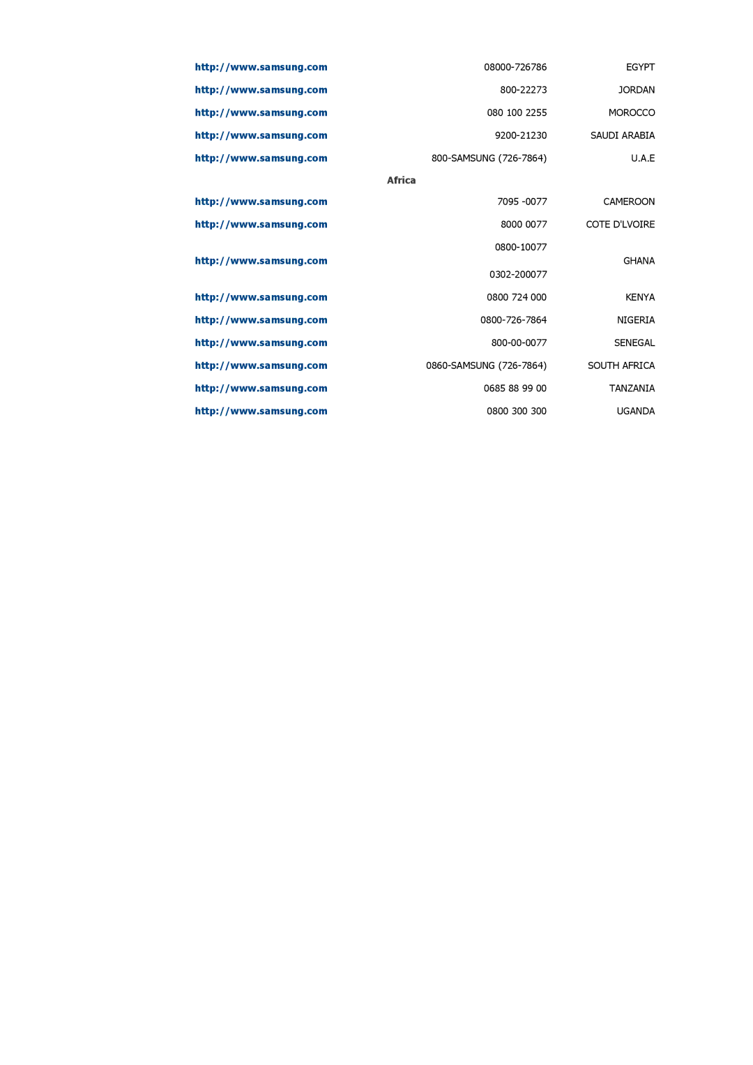 Samsung LH32CRSMBD/NG, LH32CRSMBD/XY manual Egypt 