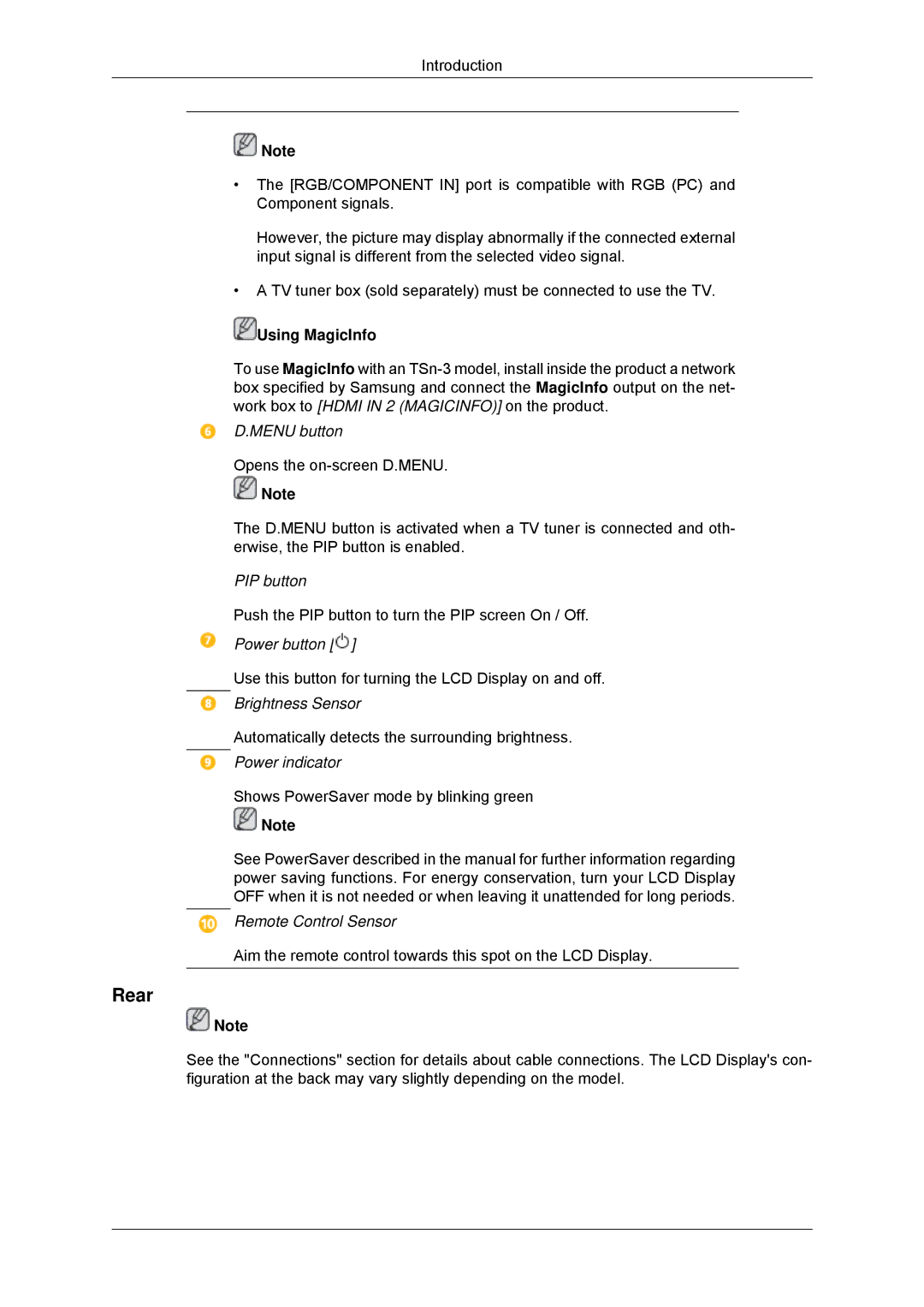 Samsung LH32CRTMBC/XJ, LH32CRTMBC/EN, LH32CRSMBC/EN, LH32CRSMBD/EN, LH32CRSMBD/XJ manual Rear, Using MagicInfo 