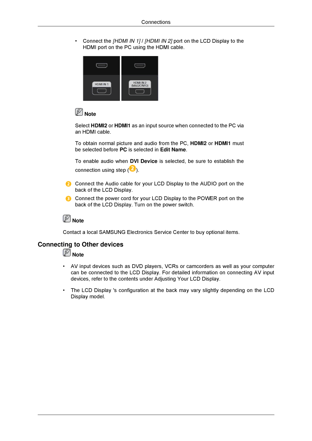 Samsung LH32CRTMBC/XJ, LH32CRTMBC/EN, LH32CRSMBC/EN, LH32CRSMBD/EN, LH32CRSMBD/XJ manual Connecting to Other devices 