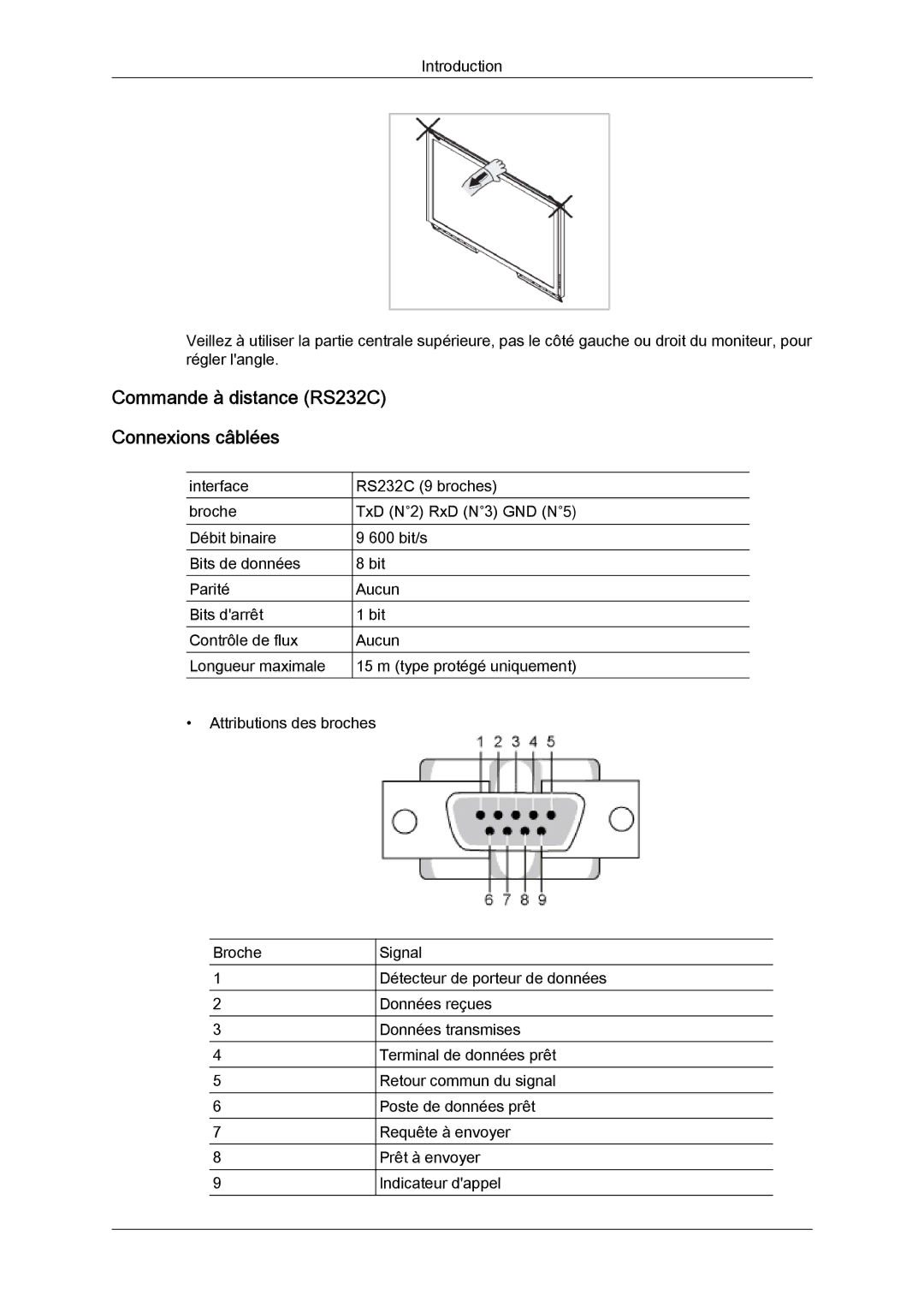 Samsung LH32CRTMBC/EN, LH32CRSMBC/EN, LH32CRSMBD/EN manual Commande à distance RS232C Connexions câblées 