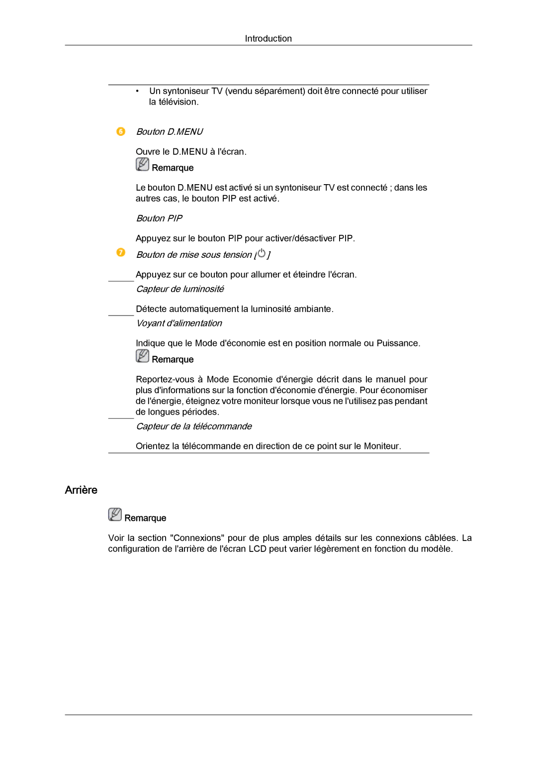 Samsung LH32CRSMBD/EN, LH32CRTMBC/EN, LH32CRSMBC/EN manual Arrière 