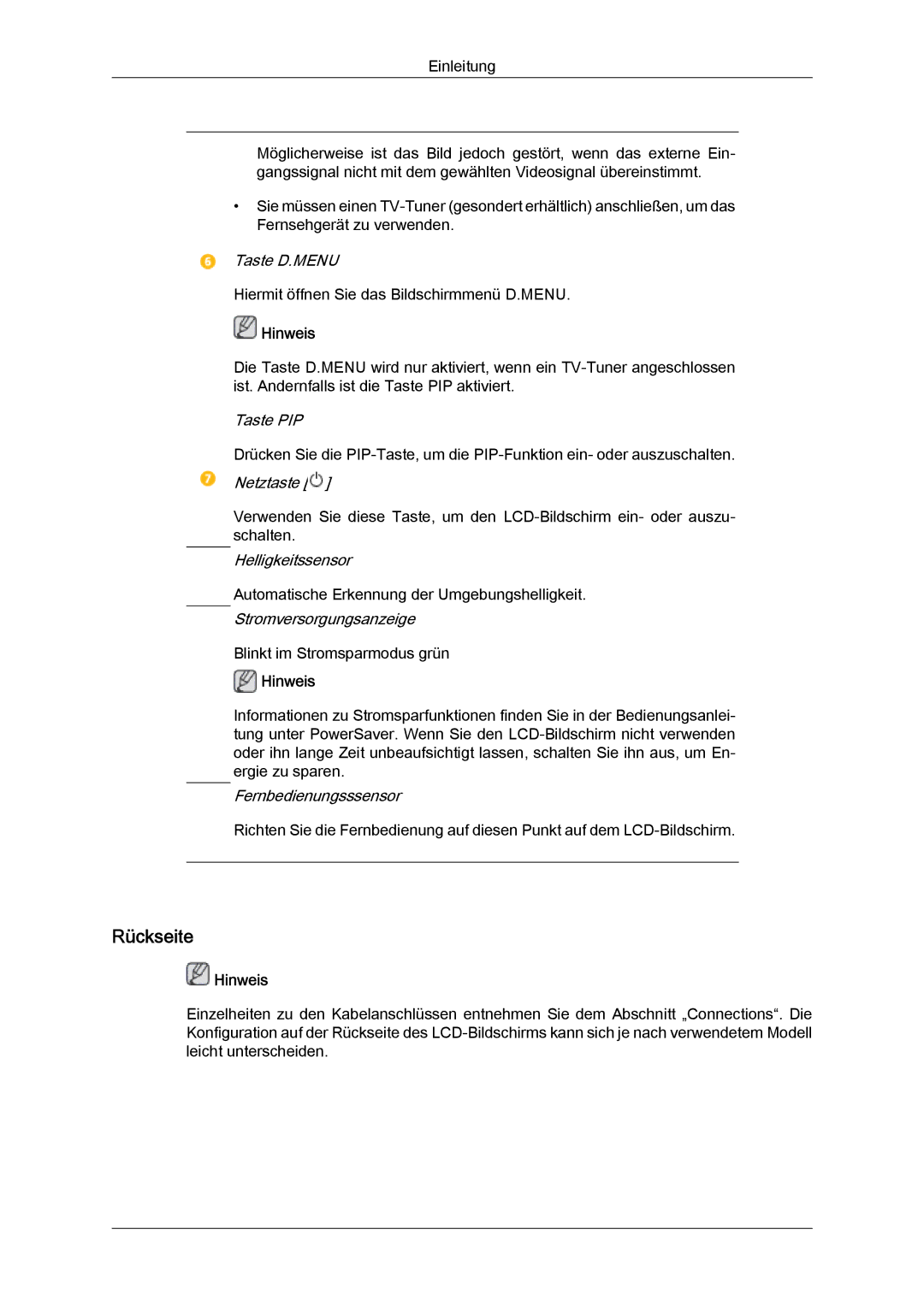 Samsung LH32CRSMBD/EN, LH32CRTMBC/EN, LH32CRSMBC/EN manual Rückseite 