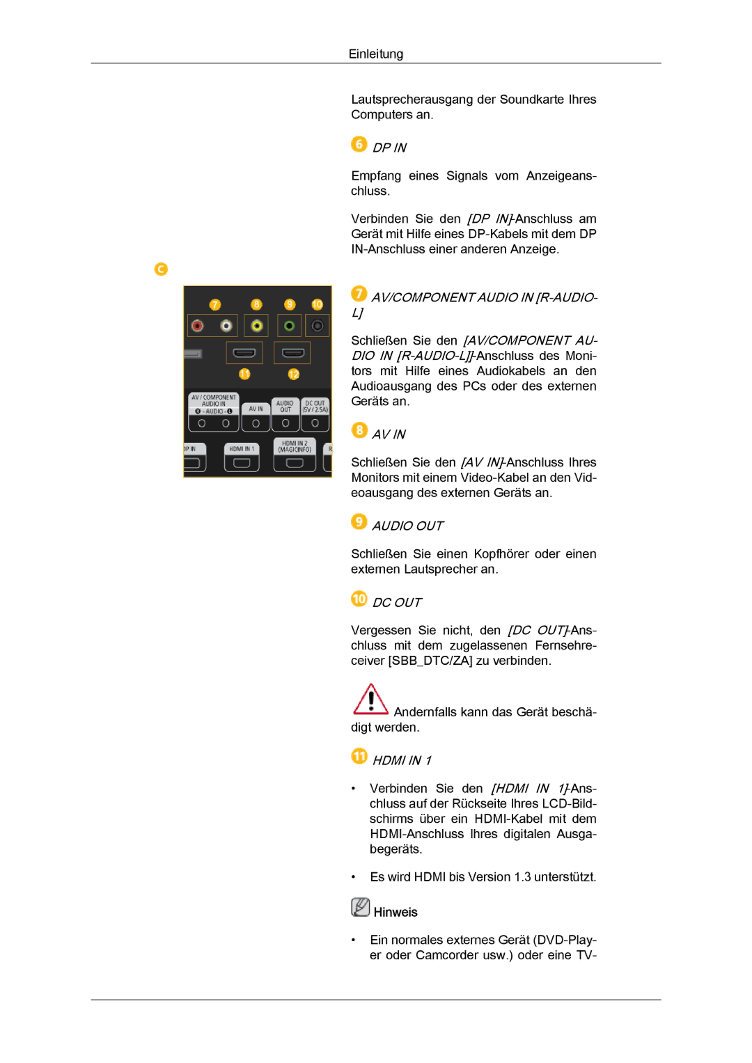 Samsung LH32CRSMBC/EN, LH32CRTMBC/EN, LH32CRSMBD/EN manual AV/COMPONENT Audio in R-AUDIO, Audio OUT, Dc Out, Hdmi 