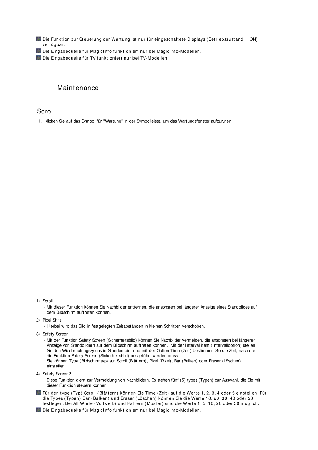 Samsung LH32CRSMBD/EN, LH32CRTMBC/EN, LH32CRSMBC/EN manual Maintenance Scroll 