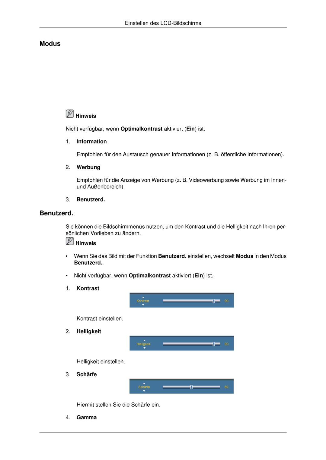 Samsung LH32CRTMBC/EN, LH32CRSMBC/EN, LH32CRSMBD/EN manual Modus, Benutzerd 