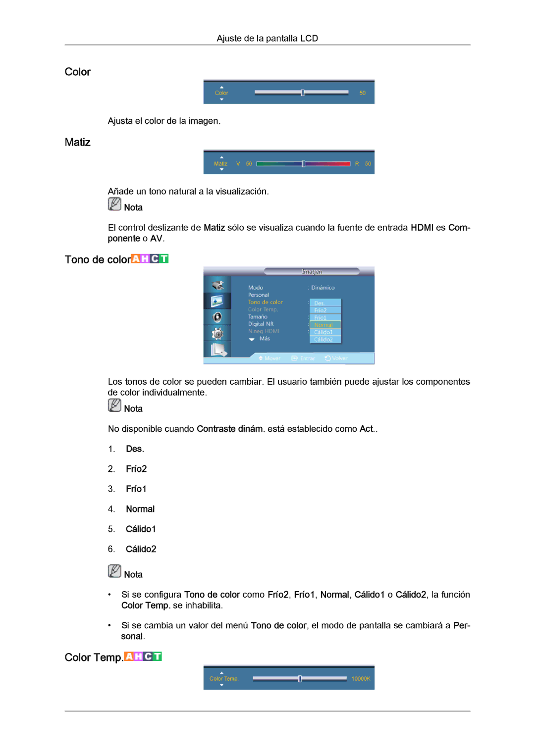 Samsung LH32CRSMBD/EN, LH32CRTMBC/EN, LH32CRSMBC/EN manual Color, Matiz 