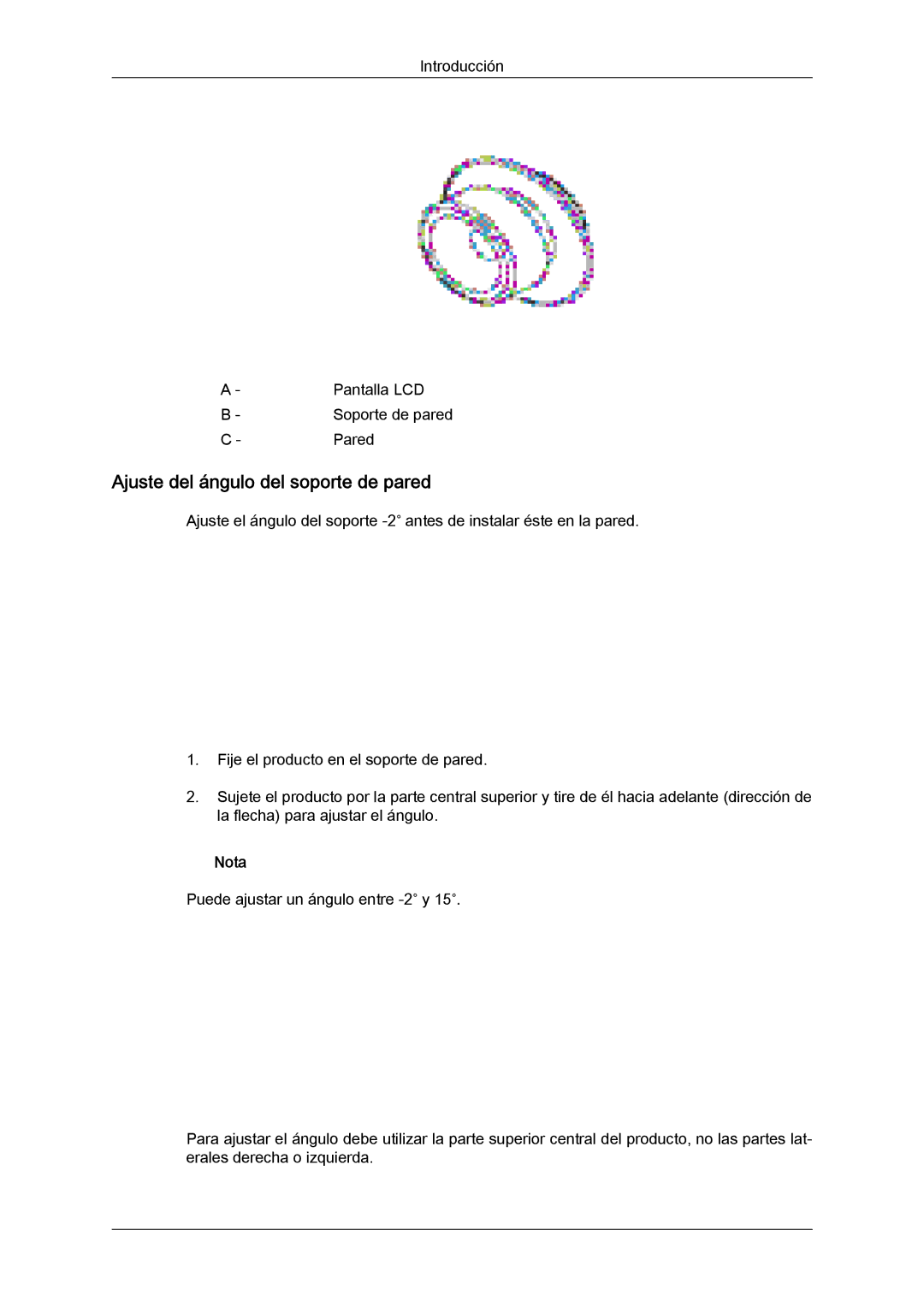 Samsung LH32CRSMBD/EN, LH32CRTMBC/EN, LH32CRSMBC/EN manual Ajuste del ángulo del soporte de pared, Nota 