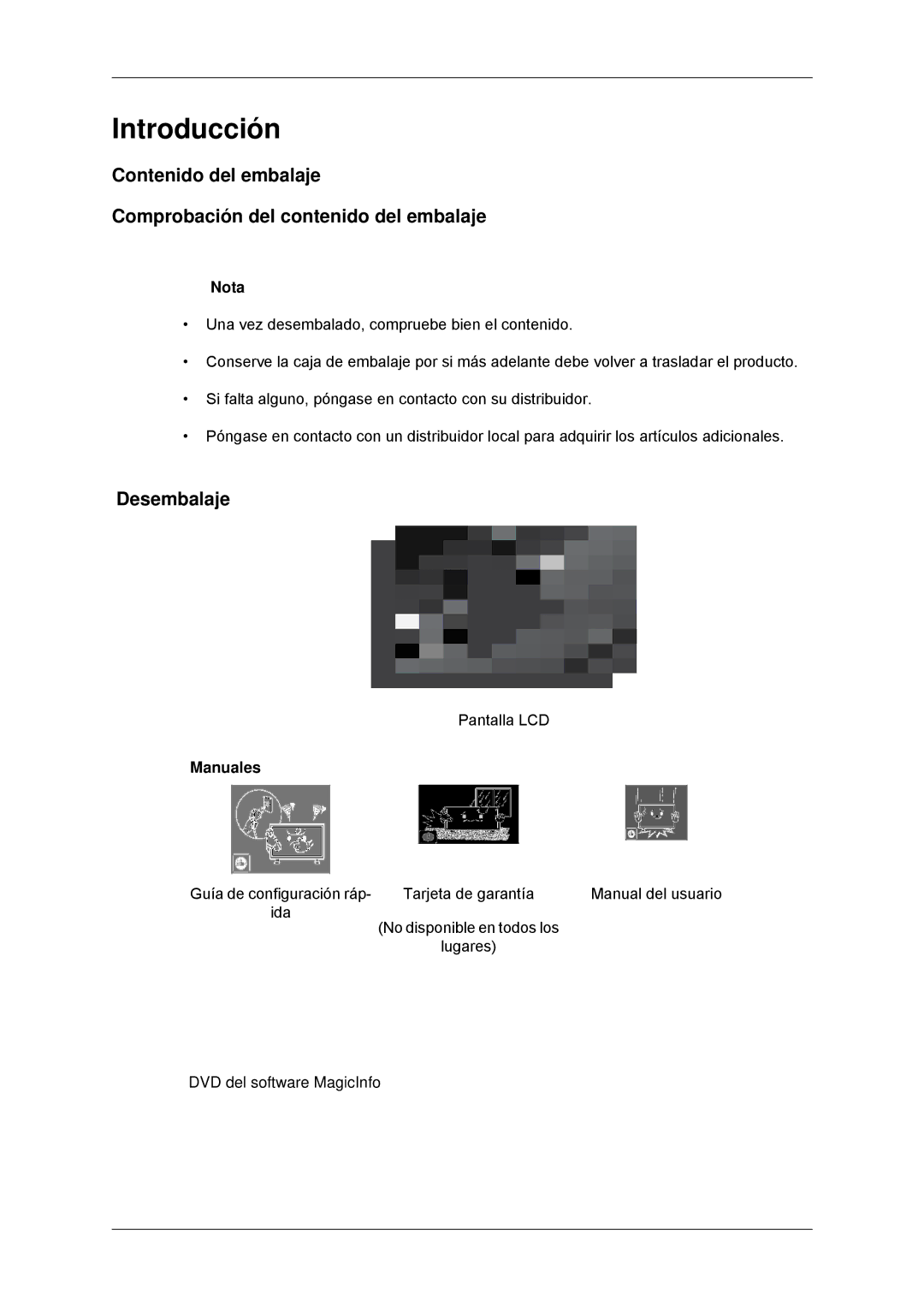 Samsung LH32CRSMBC/EN, LH32CRTMBC/EN, LH32CRSMBD/EN manual Desembalaje, Manuales 