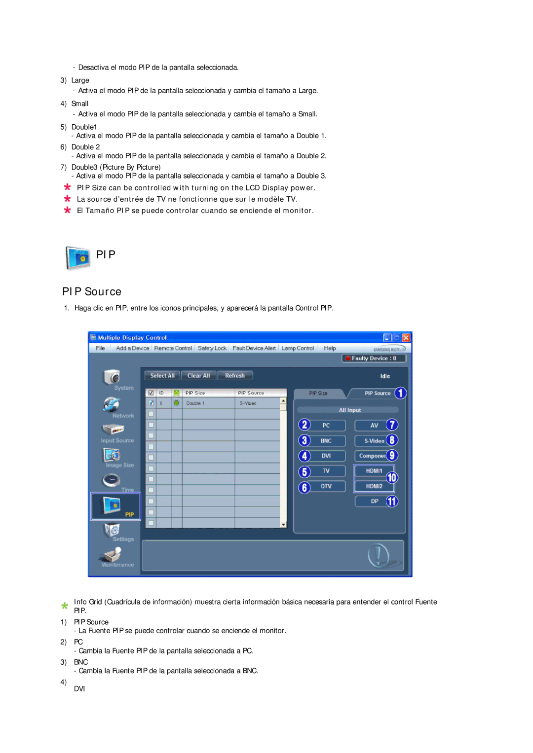 Samsung LH32CRTMBC/EN, LH32CRSMBC/EN, LH32CRSMBD/EN manual PIP Source 