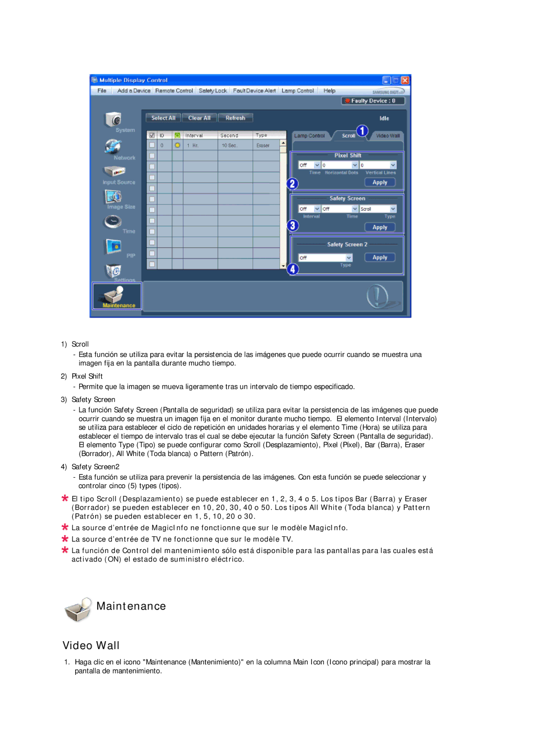 Samsung LH32CRSMBC/EN, LH32CRTMBC/EN, LH32CRSMBD/EN manual Maintenance Video Wall 