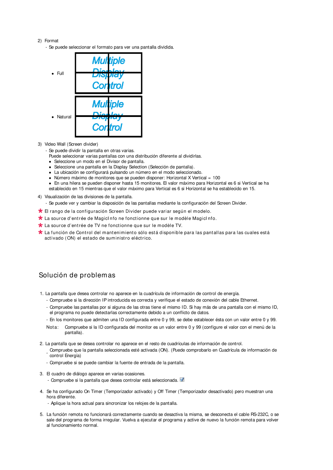 Samsung LH32CRTMBC/EN, LH32CRSMBC/EN, LH32CRSMBD/EN manual Solución de problemas 