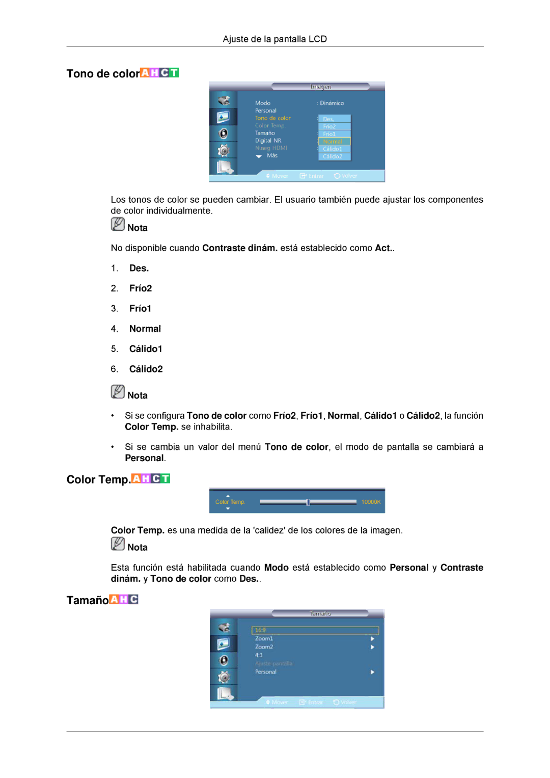 Samsung LH32CRSMBC/EN, LH32CRTMBC/EN, LH32CRSMBD/EN manual Tono de color 