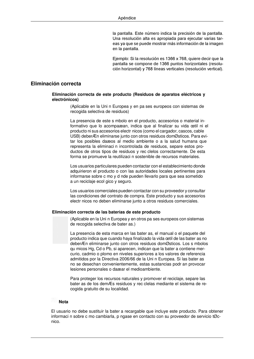 Samsung LH32CRTMBC/EN, LH32CRSMBC/EN, LH32CRSMBD/EN manual Eliminación correcta de las baterías de este producto 