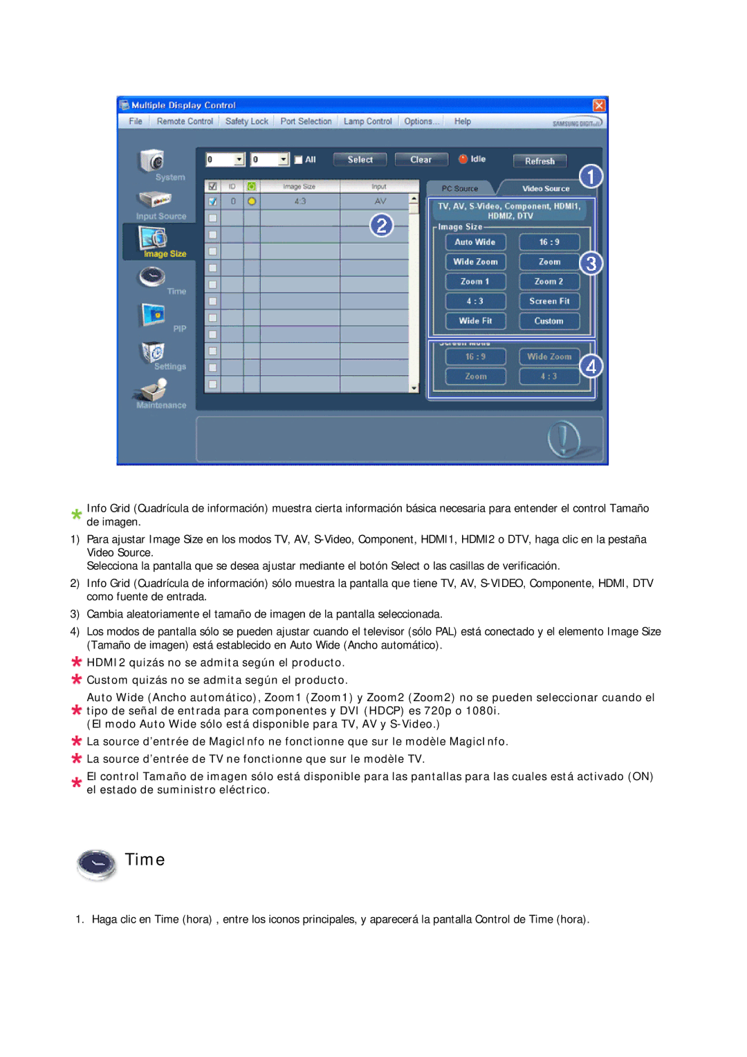 Samsung LH32CRSMBD/EN, LH32CRTMBC/EN, LH32CRSMBC/EN manual Time 