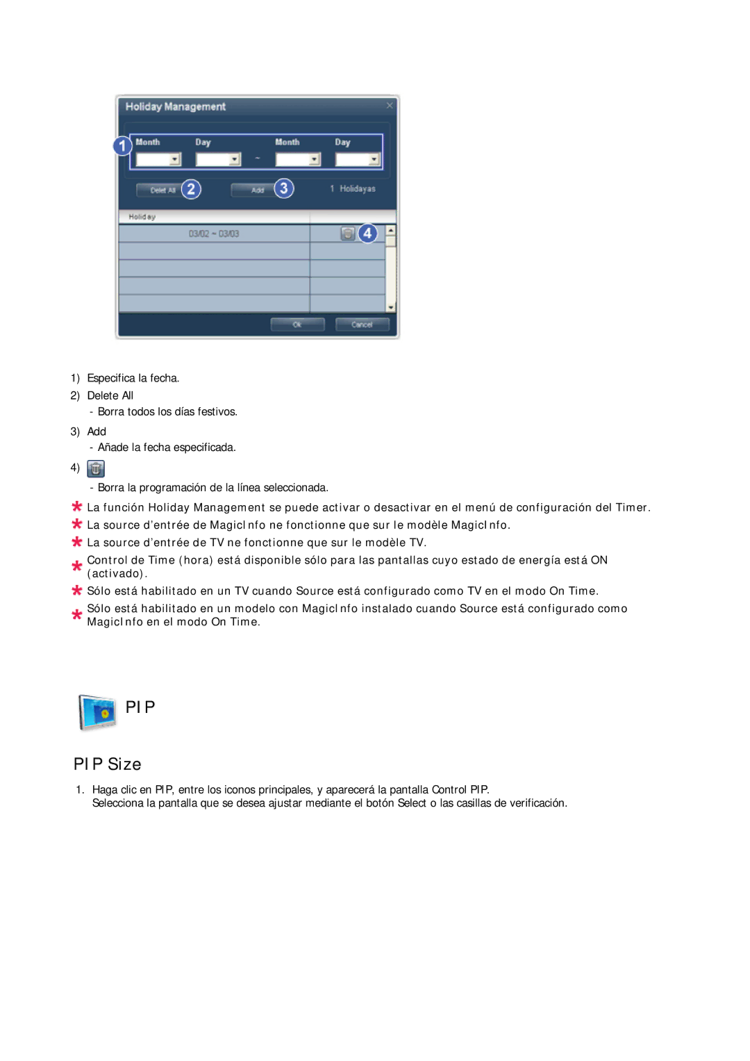 Samsung LH32CRSMBD/EN, LH32CRTMBC/EN, LH32CRSMBC/EN manual Pip, PIP Size 