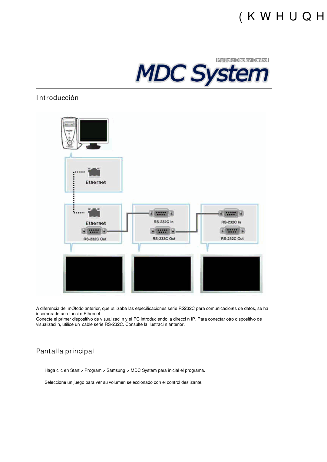 Samsung LH32CRSMBC/EN, LH32CRTMBC/EN, LH32CRSMBD/EN manual Introducción, Pantalla principal 