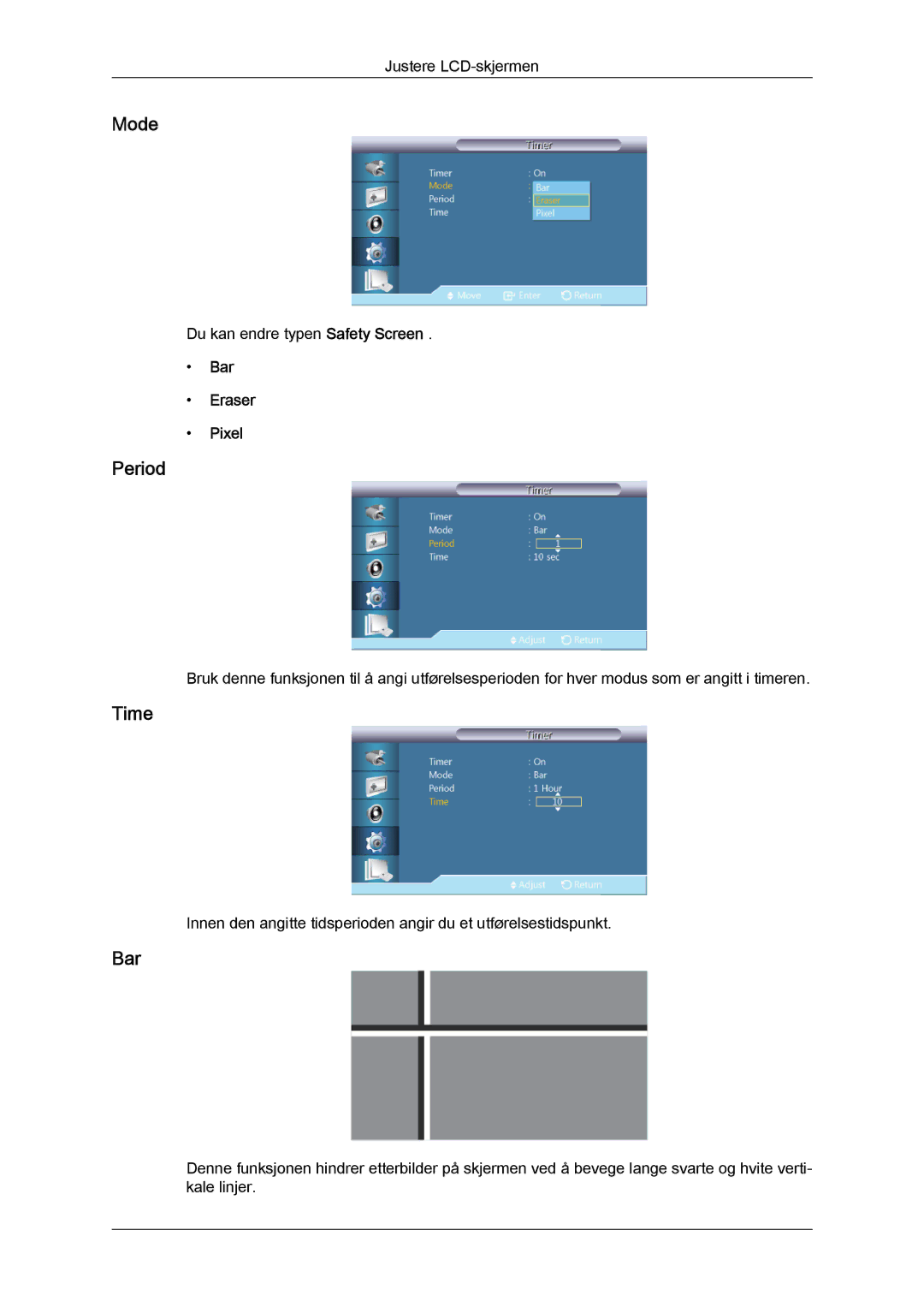 Samsung LH32CRSMBD/EN, LH32CRTMBC/EN, LH32CRSMBC/EN manual Period, Bar Eraser Pixel 